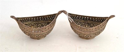 Lot 161 - Pair of Indian oval salts with serpent head handles