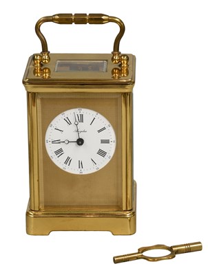 Lot 287 - A Brass Striking Angelus Carriage Clock,...