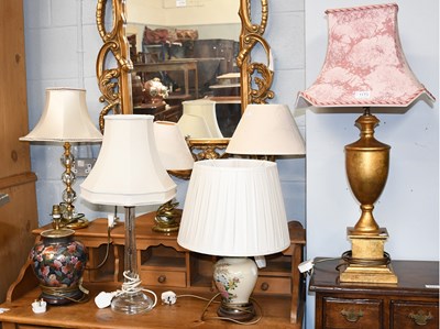 Lot 1173 - A Gilt Urn-Formed Table Lamp, 50cm to the...