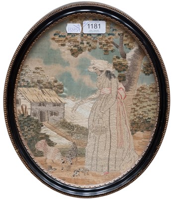 Lot 1181 - Early 19th Century Silkwork Picture of a young...