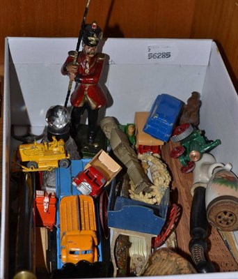 Lot 168 - Toy cars, pipes, horn stick handle, collectables etc