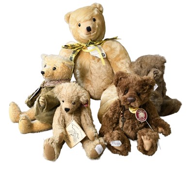 Lot 1028 - Modern Teddy Bears comprising two small brown...