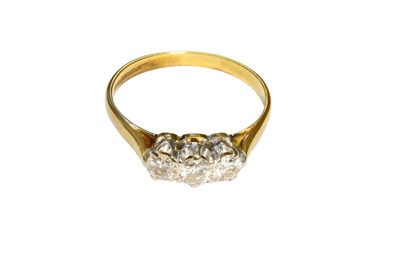 Lot 525 - An 18 Carat Gold Diamond Three Stone Ring, the...