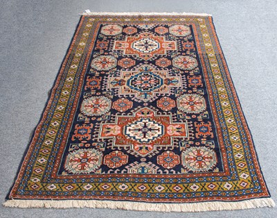 Lot 1298 - Ardebil Rug, the indigo field centred by three...