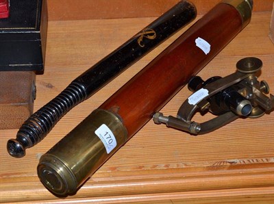 Lot 170 - A brass and mahogany single draw Day & Night telescope by J Cetti & Co., London; an attachment to a