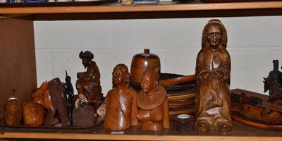 Lot 174 - African items and treen including bowls, figures, etc