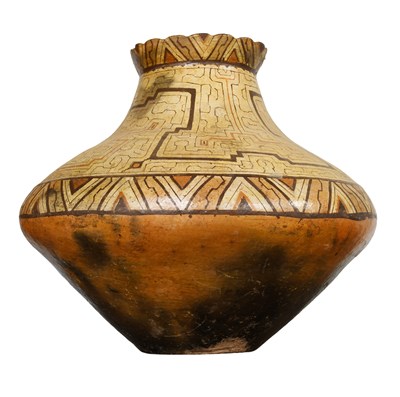 Lot 412 - A Large Peruvian Terracotta Urn, of ogee form...