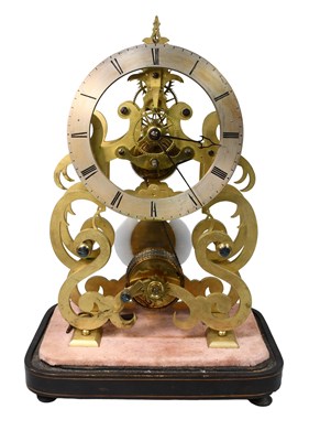 Lot 309 - A Brass Skeleton Mantel Timepiece, late 19th...