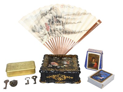 Lot 176 - A Victorian Inlaid Workbox, together with a...