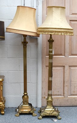 Lot 1365 - Two Rise and Fall Brass Reeded Corinthian...