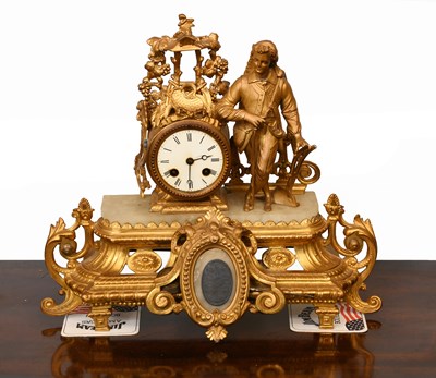 Lot 400 - A French Gilt Metal Striking Mantel Clock, the...
