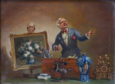 Lot 1062 - Louis Jennings (20th Century) "The Auctioneer"...