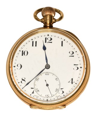 Lot 535 - A 9 Carat Gold Open Faced Pocket Watch, manual...