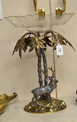 Lot 195 - Plated stag and bamboo centrepiece with glass liner