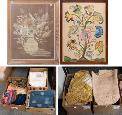 Lot 360 - Large 20th Century Appliqué Picture of a vase...