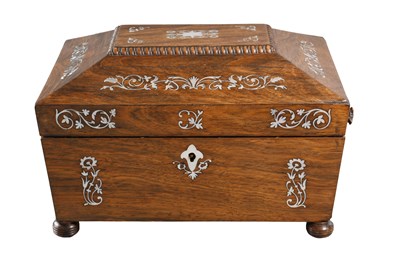Lot 329 - An Early Victorian Rosewood Workbox, inlaid...