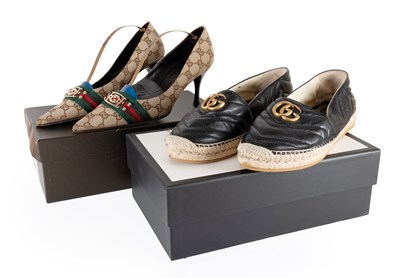 Lot 1015 - A Pair of Gucci GG Monogram Woven Pointed...