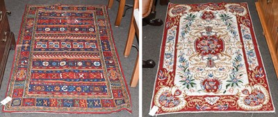 Lot 1100 - Kashmiri Chainstitch Rug, the pale aubergine...