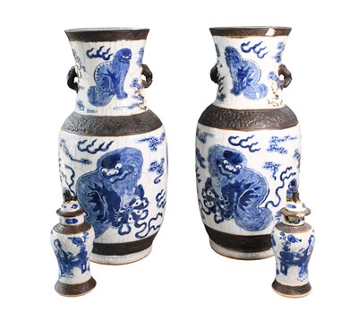 Lot 385 - A Pair of Chinese Porcelain Blue and White...