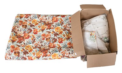 Lot 1297 - An Orange Floral Quilt, on a ivory ground,...