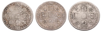 Lot 67 - George II, 3x Shillings, 1727, 1731 and 1732,...