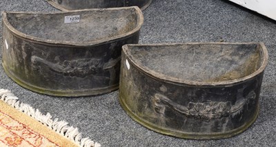 Lot 1239 - A Pair of D-Shaped Lead Planters, cast with...