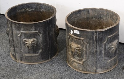 Lot 1241 - Pair of Small Cylindrical Lead Planters cast...