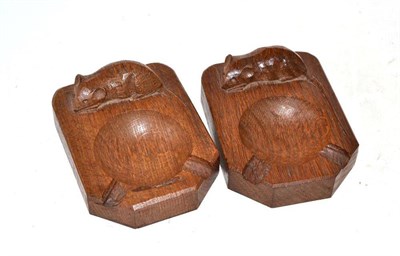 Lot 204 - Two Robert ";Mouseman"; Thompson oak ashtrays