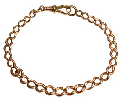 Lot 454 - A Graduated Curb Link Bracelet, the catch and...
