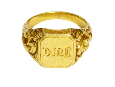 Lot 463 - A Signet Ring, engraved with initials, with...