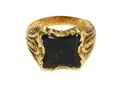 Lot 455 - A Bloodstone Signet Ring, the bloodstone...