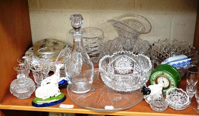 Lot 208 - A collection of cut crystal and glass including two bowls, dressing table items, Staffordshire...