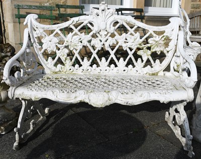 Lot 1217 - A White Painted Cast Iron Garden Bench, 96cm