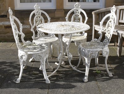 Lot 1218 - A White Painted Metal Circular Garden Table...