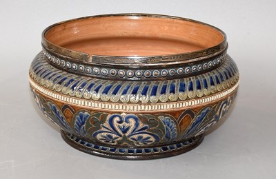 Lot 26 - A Doulton Lambeth Stoneware Bowl, with silver...