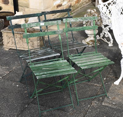 Lot 1236 - Four Green Painted Folding Garden Chairs