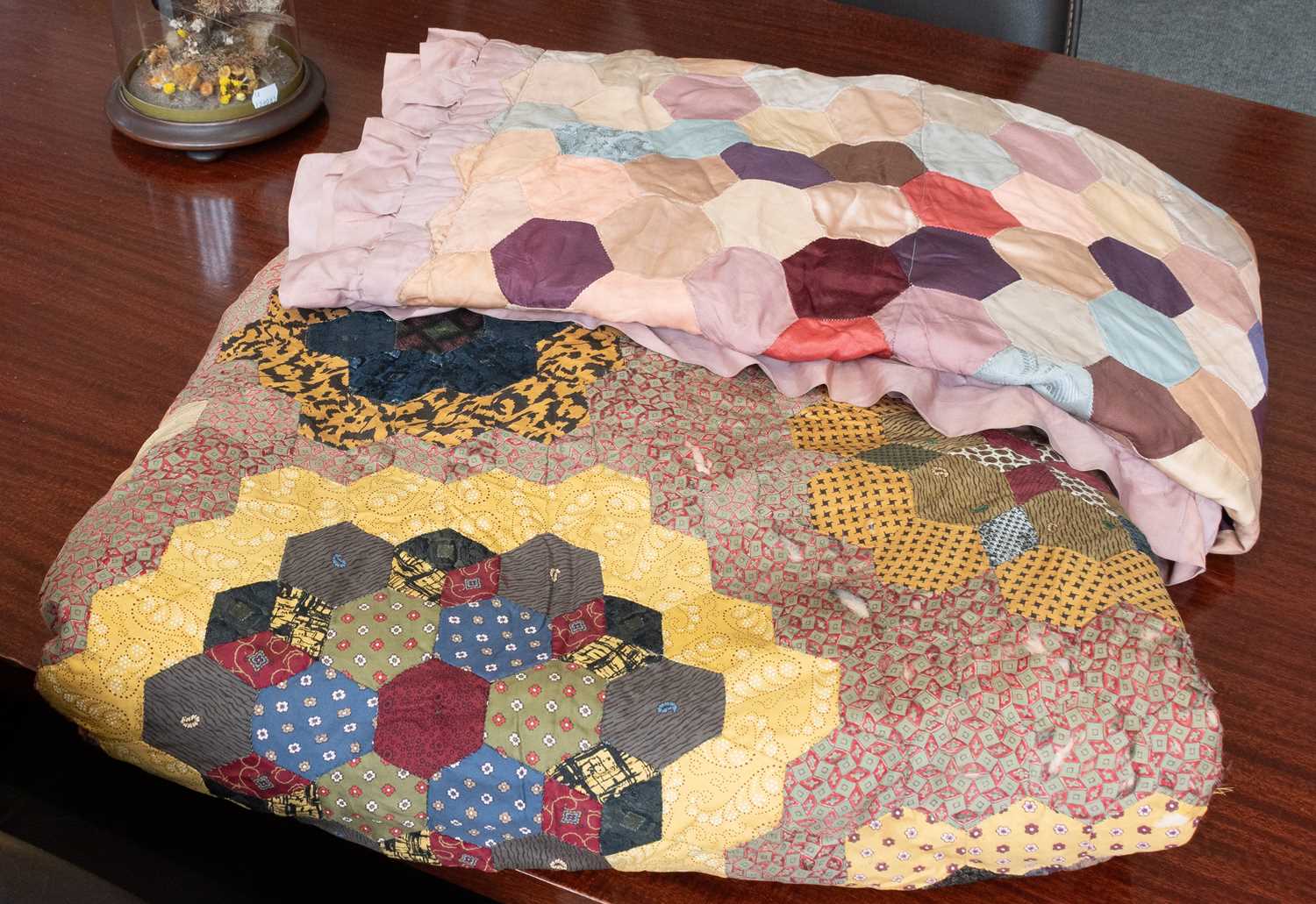 Lot 1000 - Large Silk Patchwork Cover incorporating...