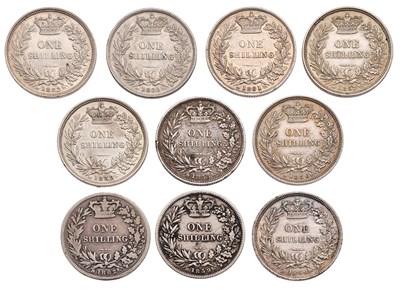 Lot 93 - Victoria, Mixed Young Head Shillings,...
