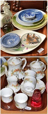 Lot 213 - Quantity of china, ornaments, Poole, tea set etc (on two trays)