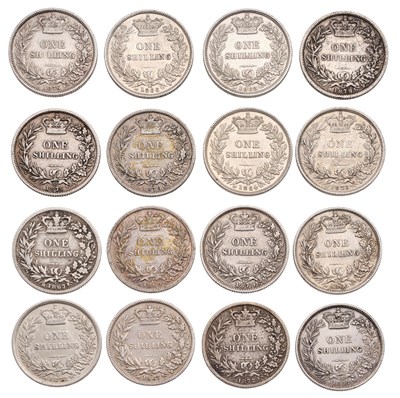 Lot 94 - Victoria, Mixed Young Head Shillings, all with...