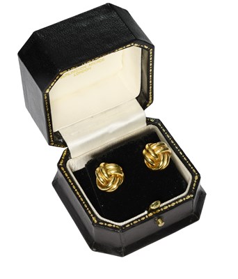 Lot 475 - A Pair of 18 Carat Gold Knot Earrings, with...