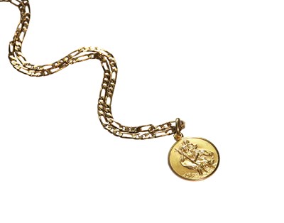 Lot 484 - A 9 Carat Gold St Christopher Pendant on A 9...