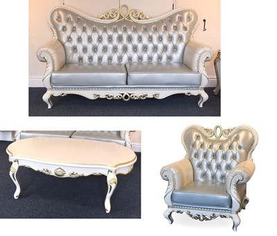 Lot 1383 - A Matching White and Parcel Gilt Three-Seat...