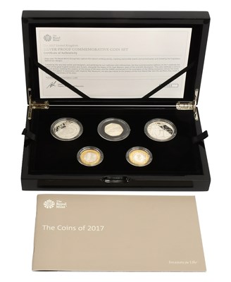 Lot 349 - UK Silver Proof Commemorative Coin Set 2017, 5...