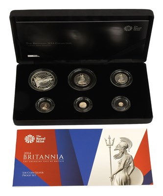 Lot 380 - UK, Silver Proof Britannia Set 2014, 6 coin...