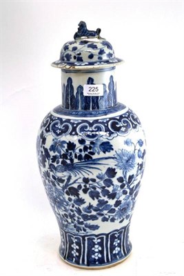 Lot 225 - A Chinese blue and white vase and a cover