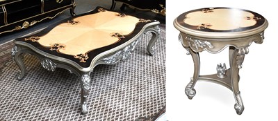 Lot 1395 - A Marquetry Coffee Table, with silvered base...
