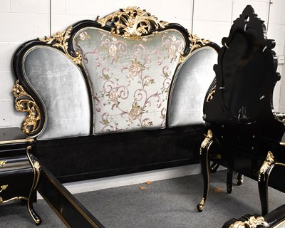 Lot 1393 - An Ebonized and Parcel Gilt Super King Size...