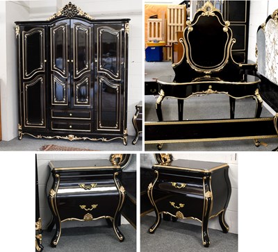 Lot 1392 - A Pair of Ebonized and Parcel Gilt Bombe-Shape...
