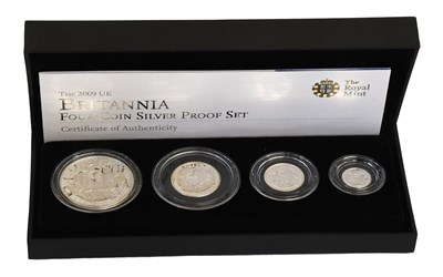 Lot 397 - UK, Silver Proof Britannia Collection 2009, 4...